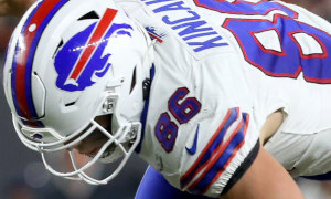 Buffalo Bills TE Dalton Kincaid in action in the NFL playoffs